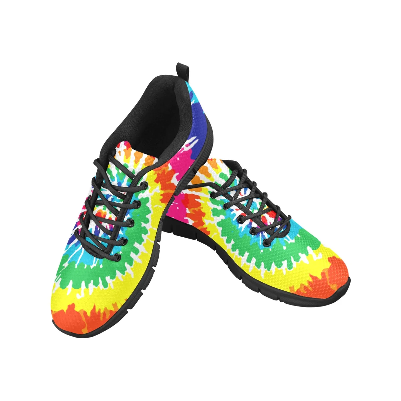 Bright Rainbow Tie Dye Women's Sneakers Black