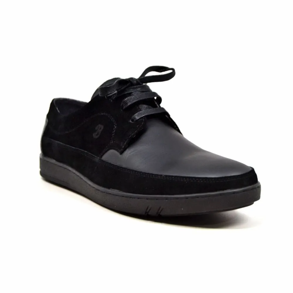 British Walkers Bristol Bally Style Men's Black Leather and Suede Low Top Sneakers