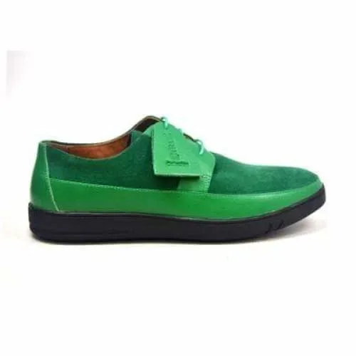 British Walkers Westminster Bally Style Men's Green Leather and Suede Low Top Sneakers