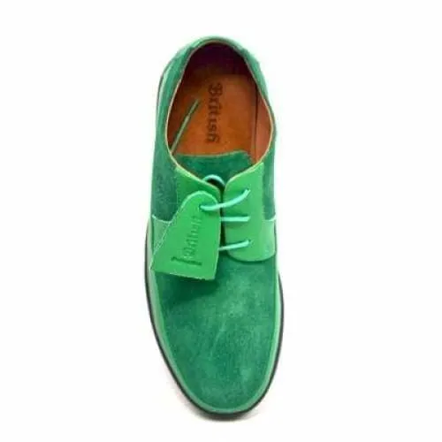 British Walkers Westminster Bally Style Men's Green Leather and Suede Low Top Sneakers