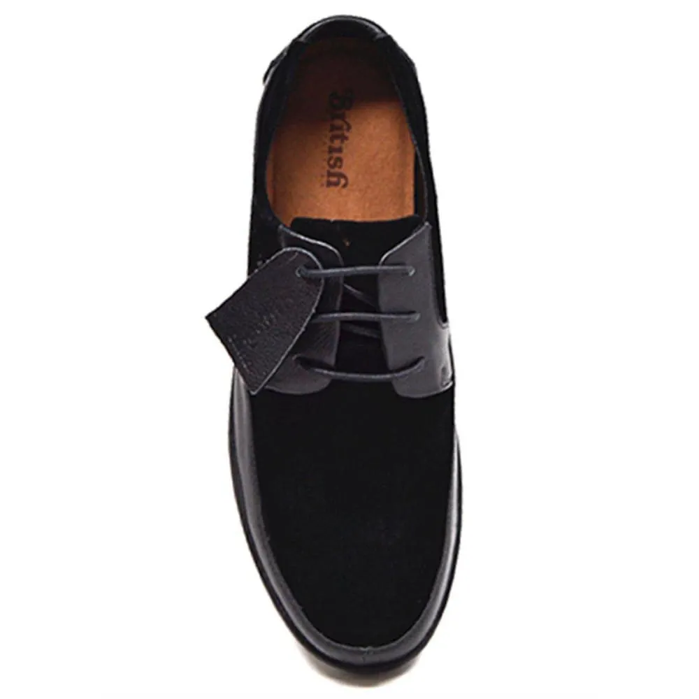 British Walkers Westminster Bally Style Men's Leather and Suede Black Sole Low Top Sneakers