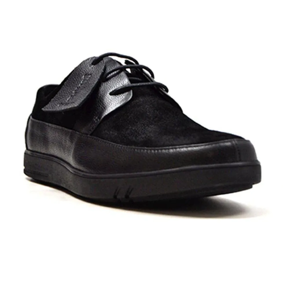 British Walkers Westminster Bally Style Men's Leather and Suede Black Sole Low Top Sneakers