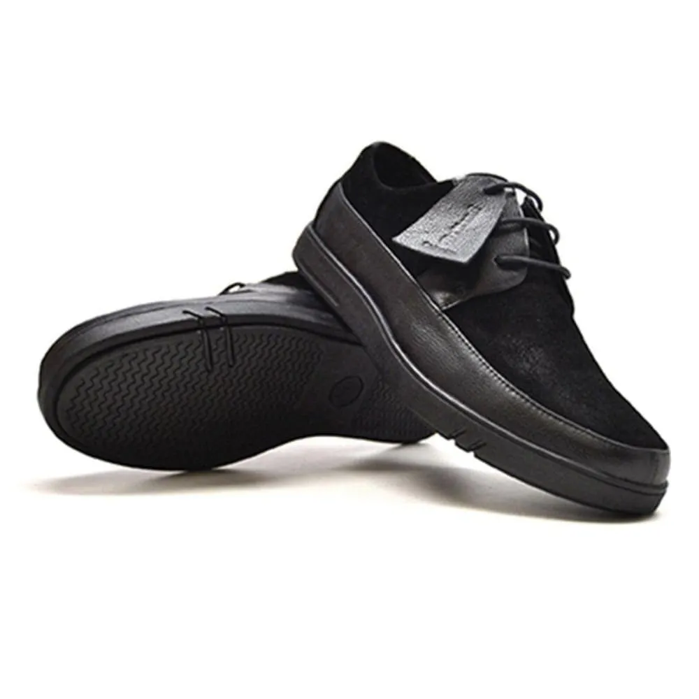 British Walkers Westminster Bally Style Men's Leather and Suede Black Sole Low Top Sneakers