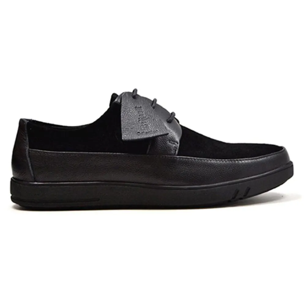 British Walkers Westminster Bally Style Men's Leather and Suede Black Sole Low Top Sneakers