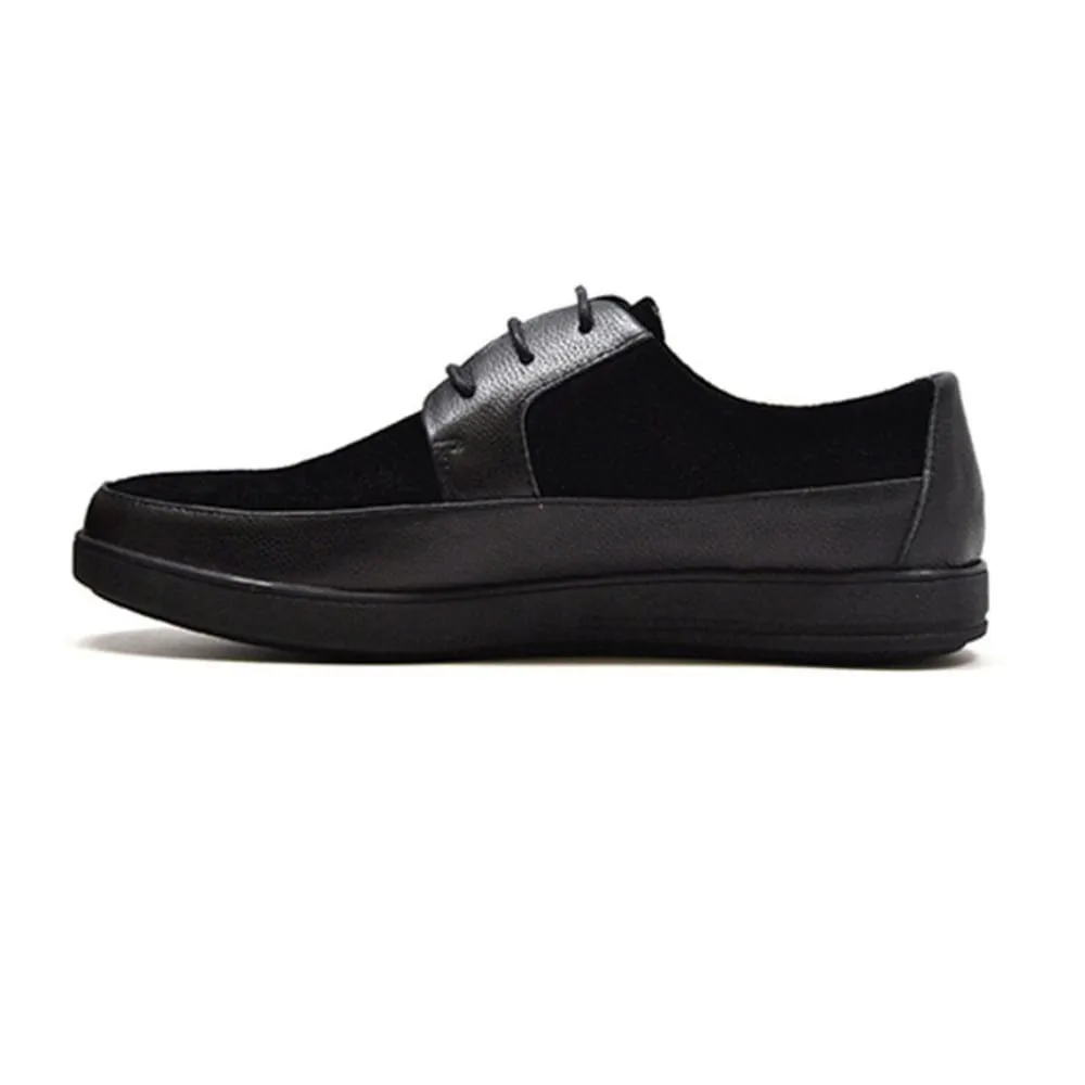 British Walkers Westminster Bally Style Men's Leather and Suede Black Sole Low Top Sneakers