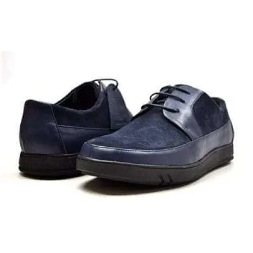 British Walkers Westminster Bally Style Men's Navy Blue Leather and Suede Low Top Sneakers