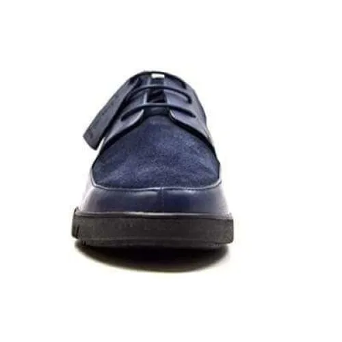 British Walkers Westminster Bally Style Men's Navy Blue Leather and Suede Low Top Sneakers