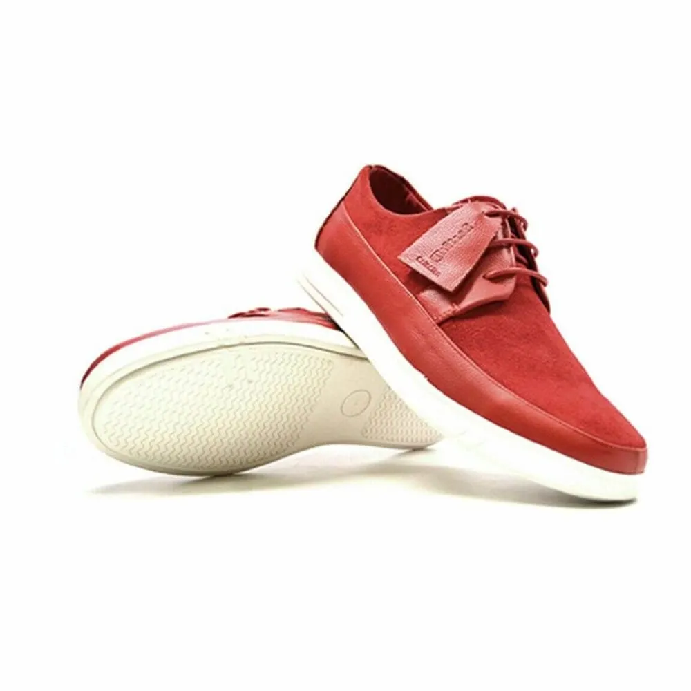 British Walkers Westminster Bally Style Men's Red Leather and Suede Low Top Sneakers