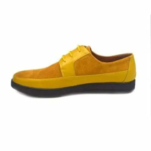 British Walkers Westminster Bally Style Men's Yellow Leather and Suede Low Top Sneakers