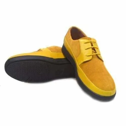 British Walkers Westminster Bally Style Men's Yellow Leather and Suede Low Top Sneakers