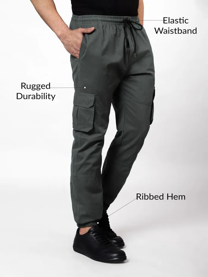 Buy Matte Grey Dual Pocket Cargo Joggers Online in India -Beyoung