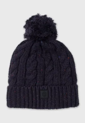 Charcoal Cable Knit Pom-Pom Hat