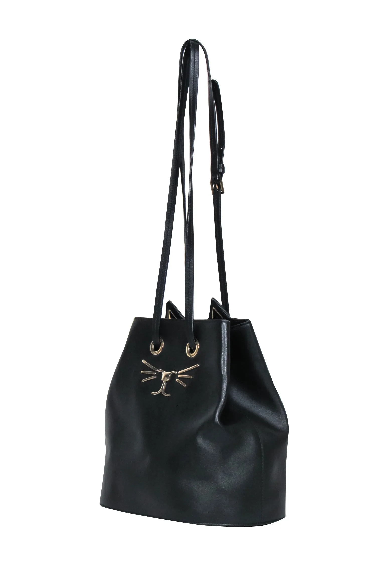 Charlotte Olympia - Black Leather Feline Bucket Bag