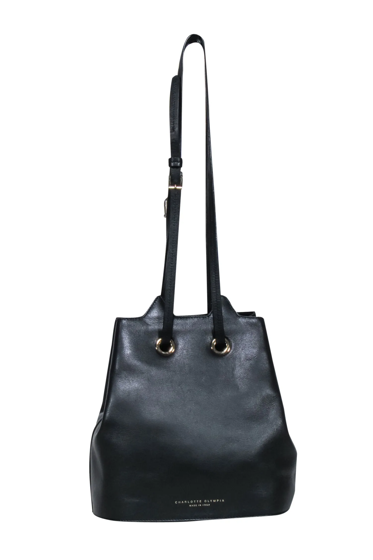 Charlotte Olympia - Black Leather Feline Bucket Bag