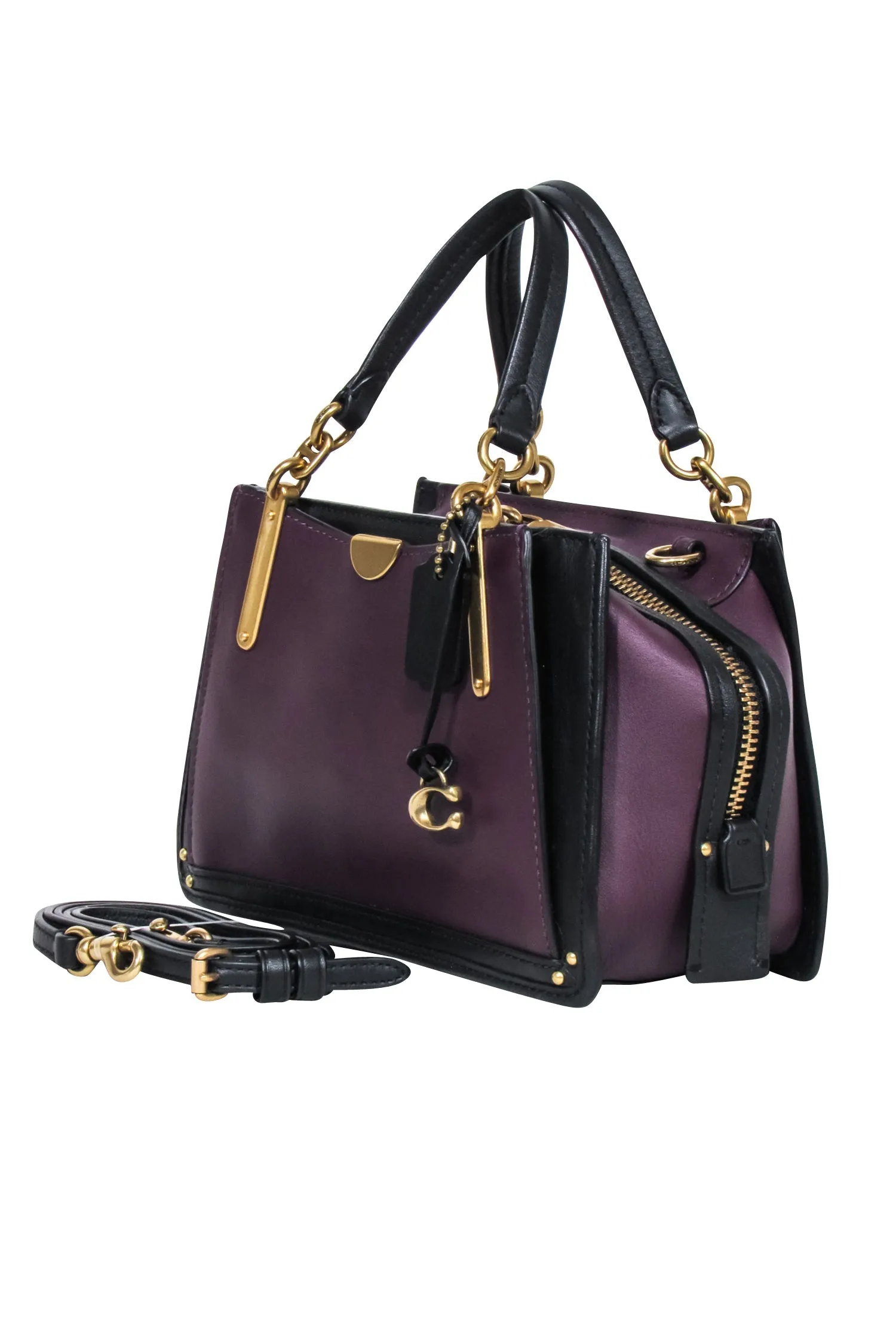 Coach - Plum Purple & Black Leather Mini Dreamer Bag