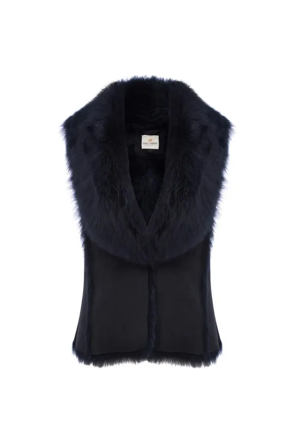      Coco Ribbon    Toscana Shearling Gilet Vest | Navy