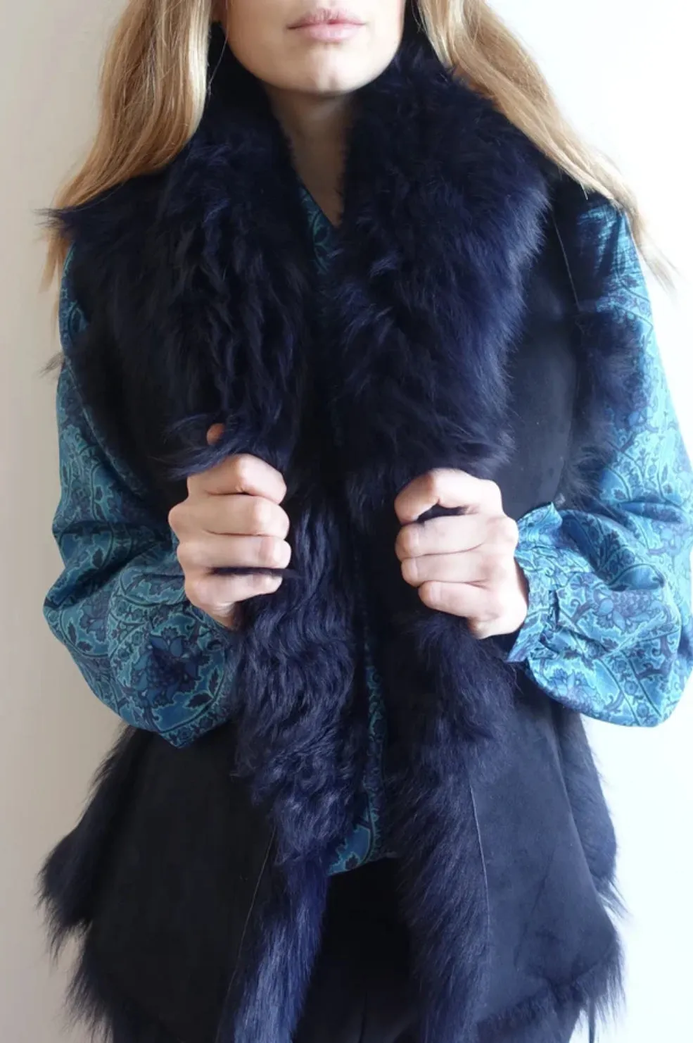      Coco Ribbon    Toscana Shearling Gilet Vest | Navy