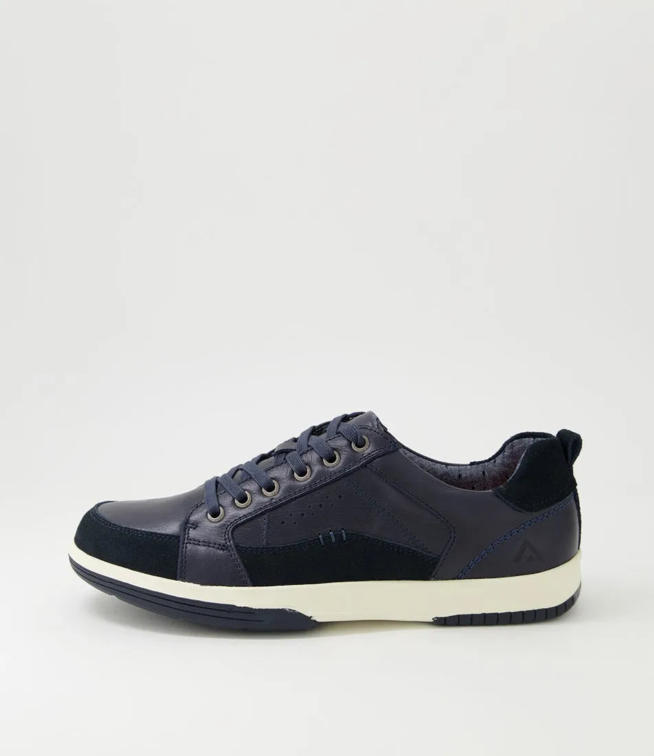 COLORADO Vic Navy Pull Up Leather Sneakers