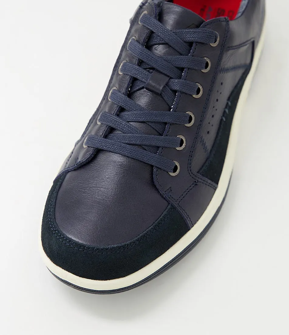 COLORADO Vic Navy Pull Up Leather Sneakers