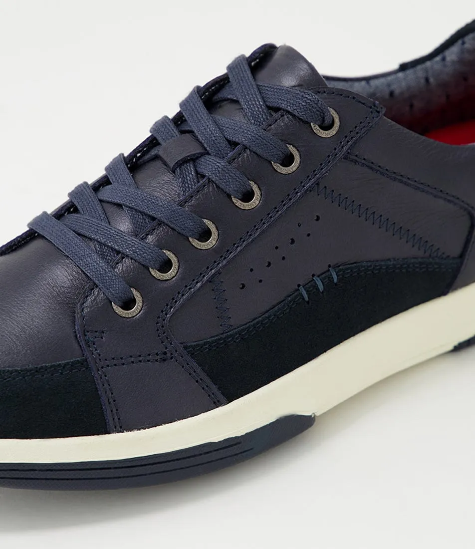 COLORADO Vic Navy Pull Up Leather Sneakers