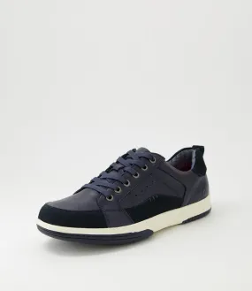 COLORADO Vic Navy Pull Up Leather Sneakers