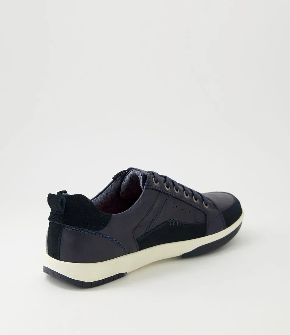 COLORADO Vic Navy Pull Up Leather Sneakers