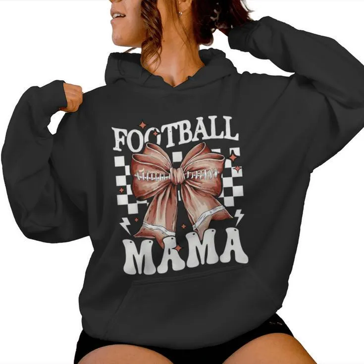 Coquette Bow American Football Mama Thanksgiving Autumn Fall Women Hoodie