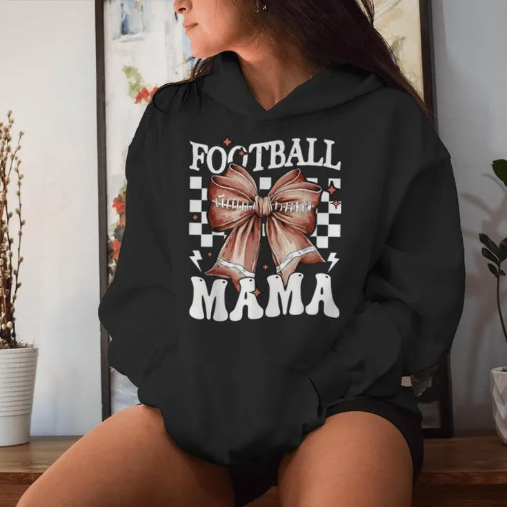 Coquette Bow American Football Mama Thanksgiving Autumn Fall Women Hoodie