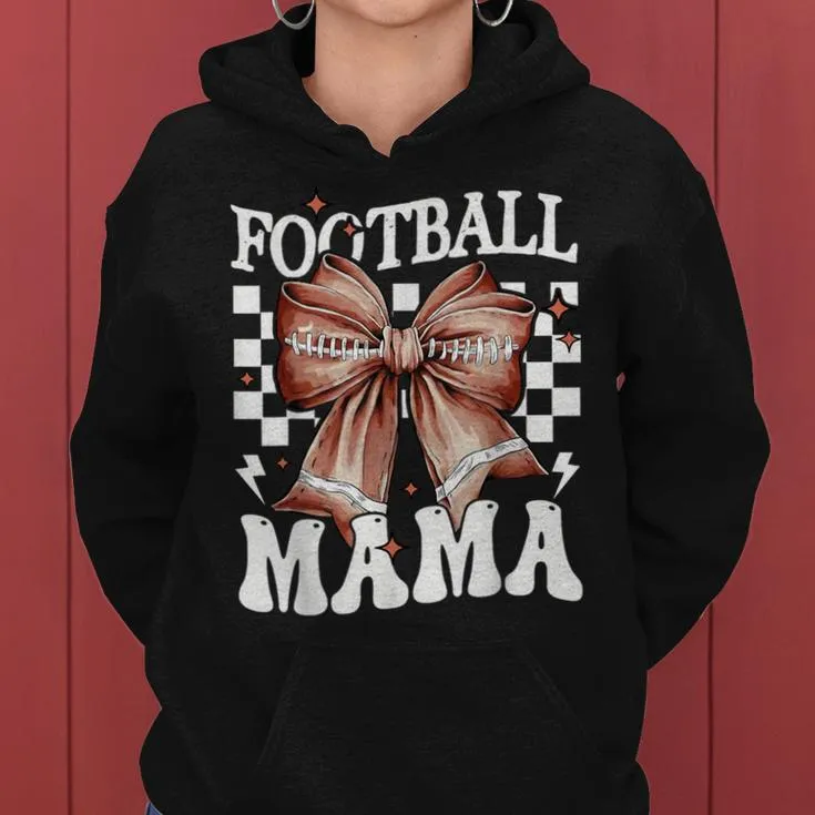 Coquette Bow American Football Mama Thanksgiving Autumn Fall Women Hoodie