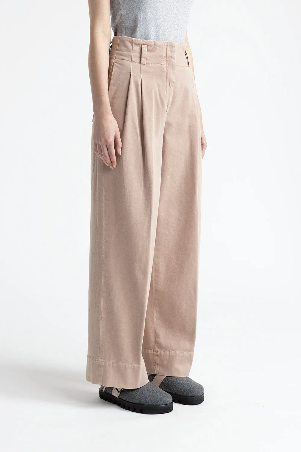 Cotton gabardine palazzo trousers