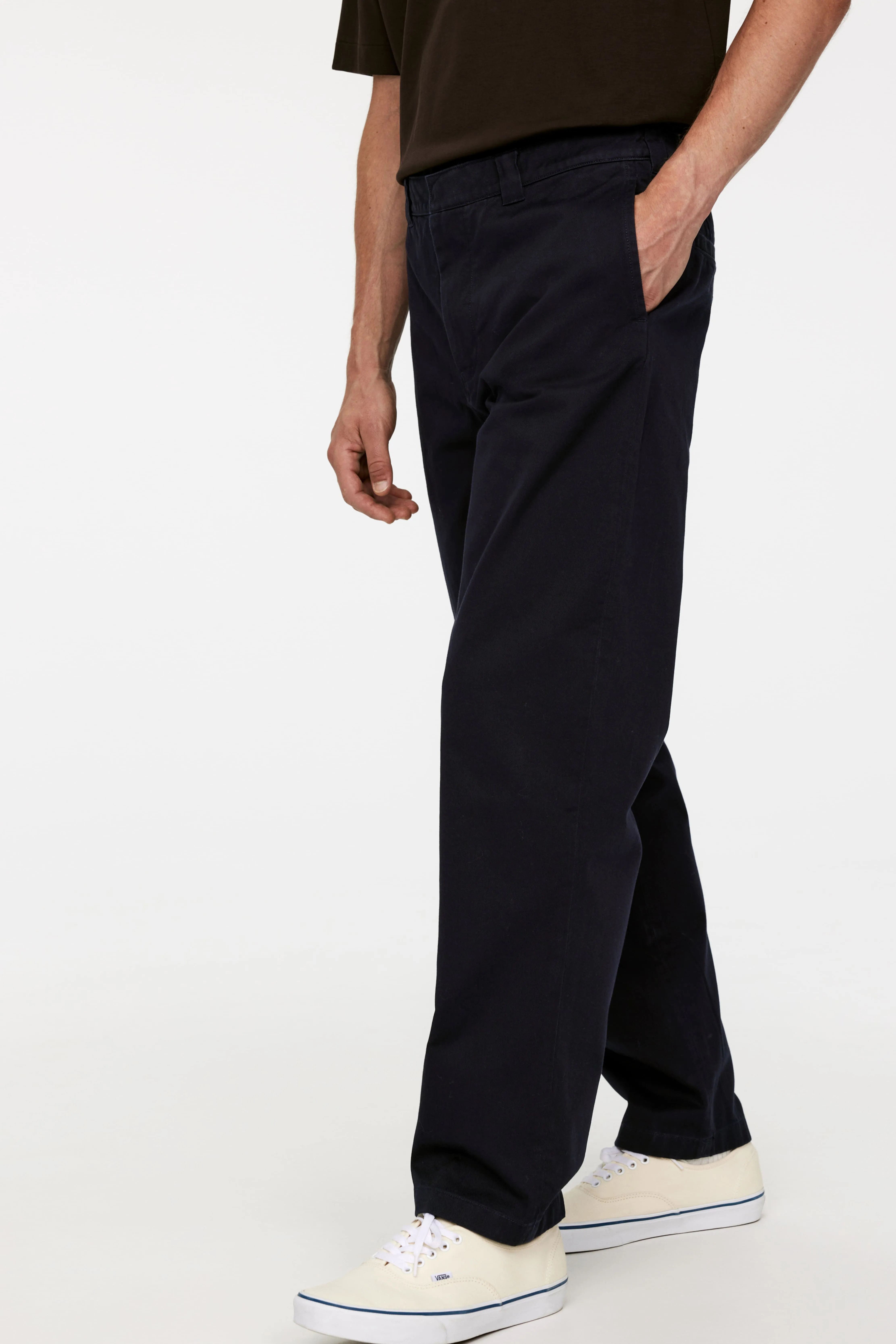 Cotton Twill Trousers - Regular waist - Long - Dark Blue - Men | H&M GB