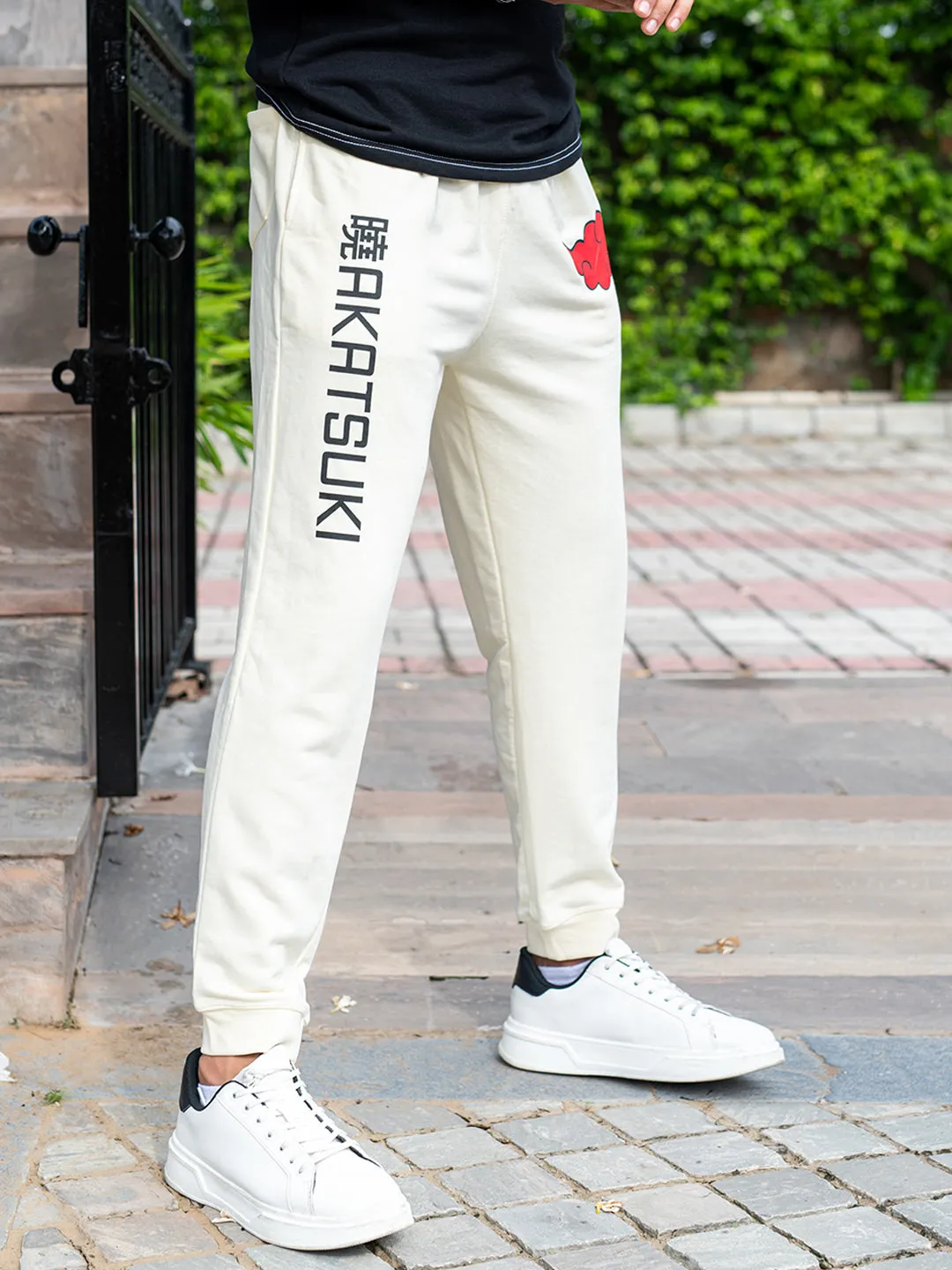 Cream Akatsuki Cloud Printed Cotton Joggers