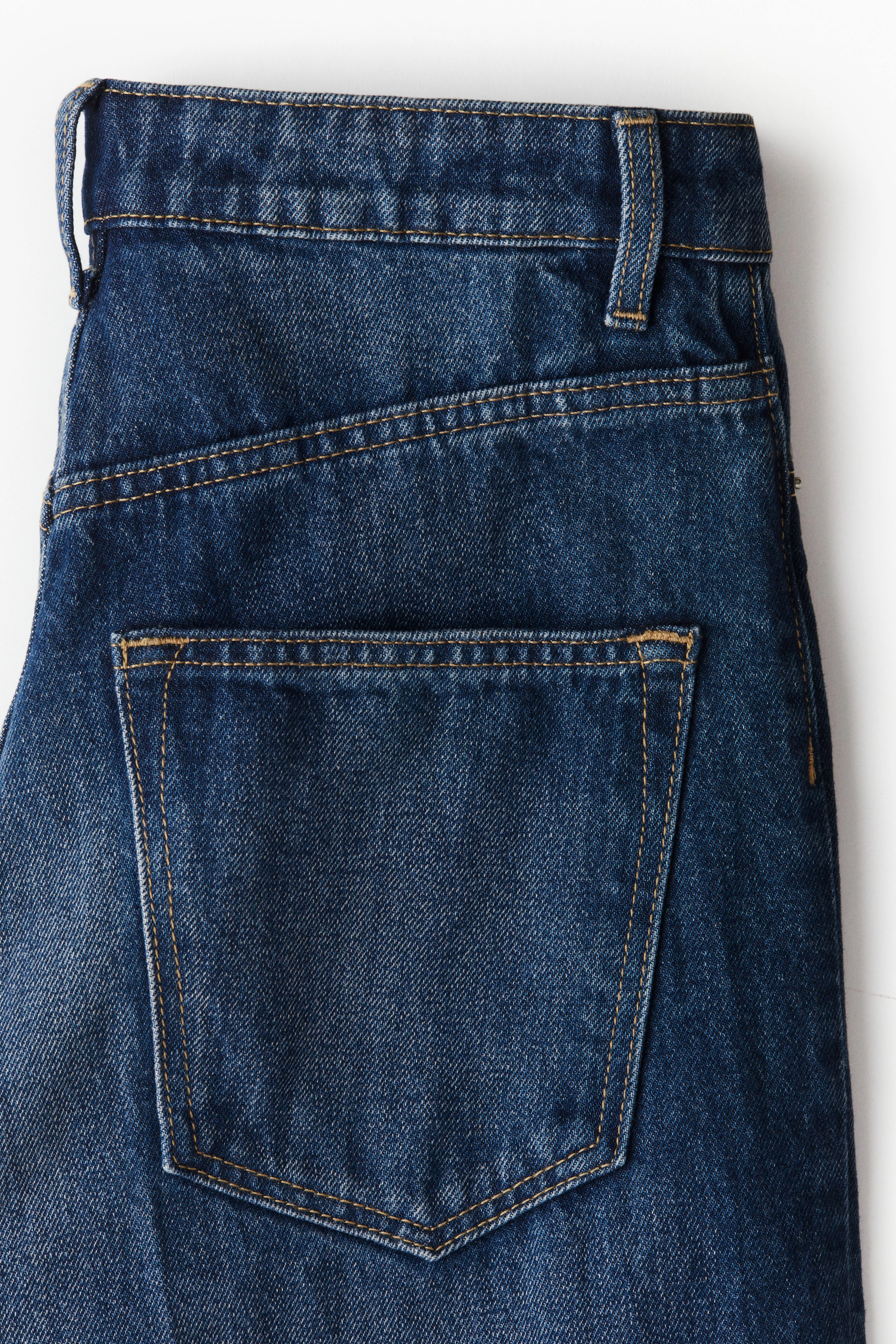 Crease-leg jeans - Regular waist - Long - Dark denim blue - Ladies | H&M GB