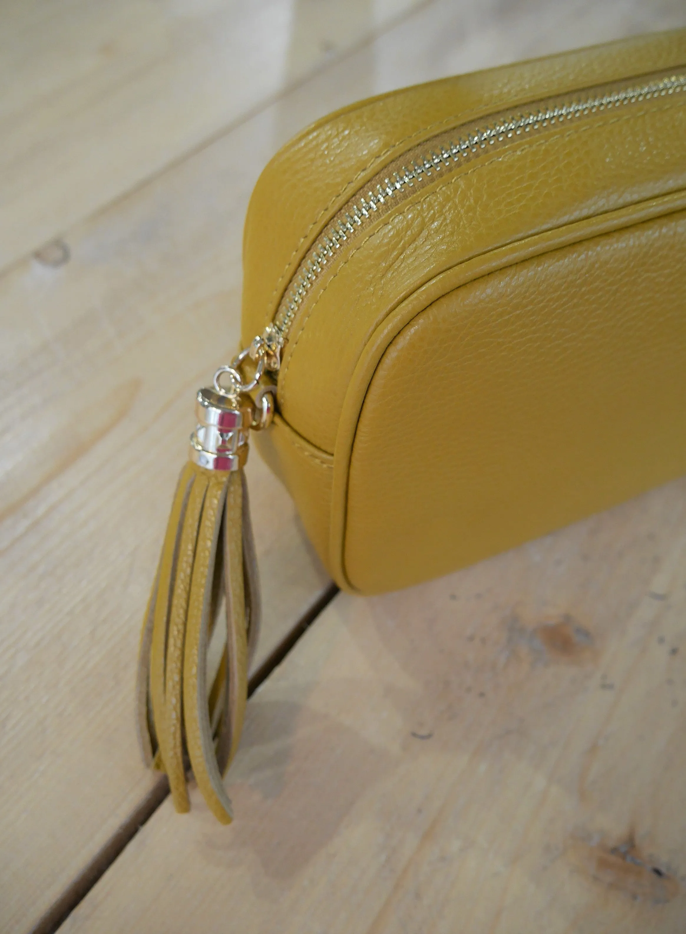 Cross Body Leather Bag Mustard