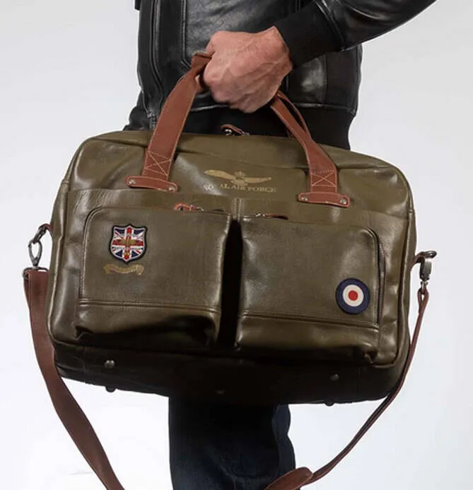 Dark khaki royal air force dahl leather bag