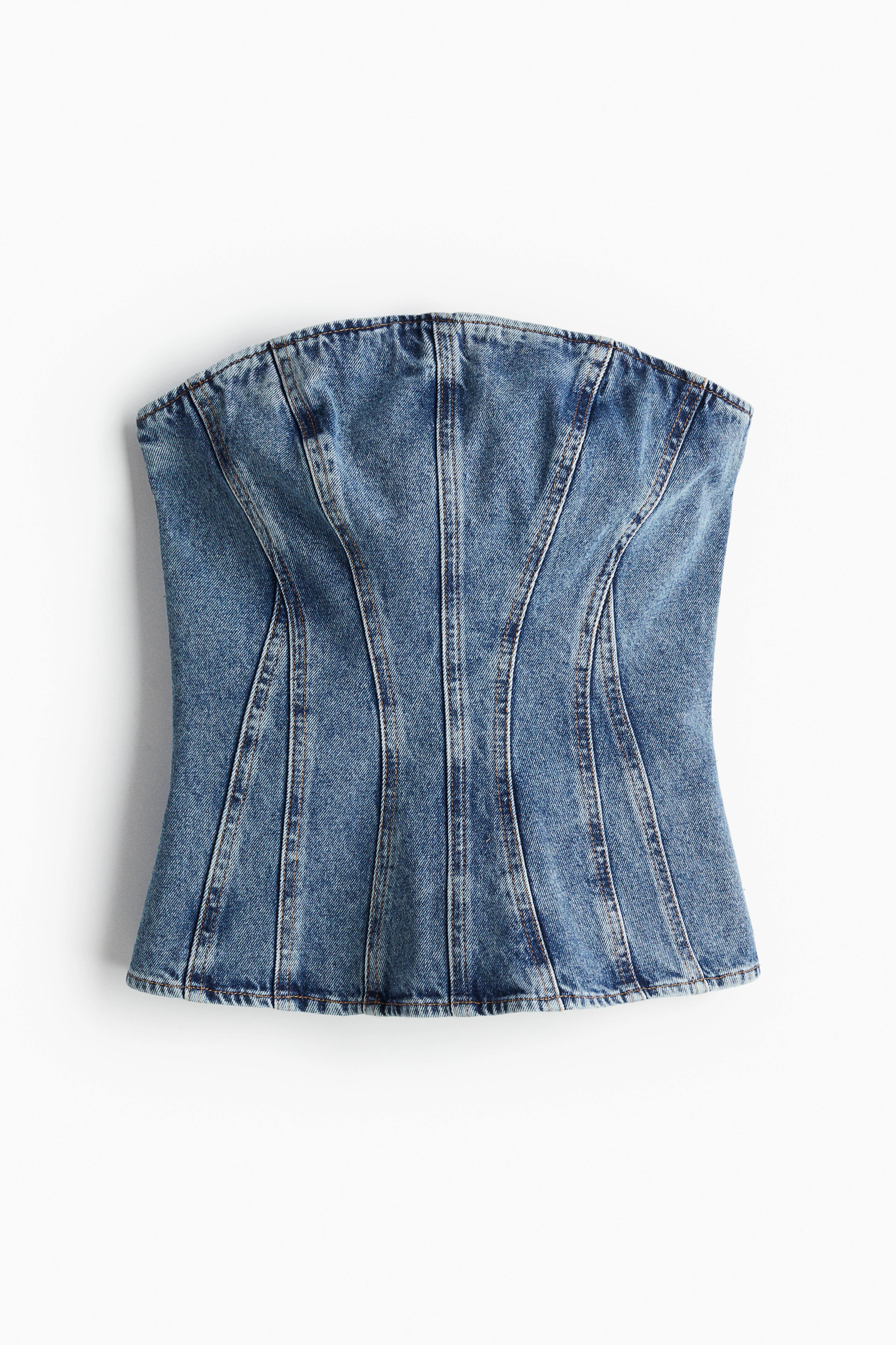 Denim bandeau top - Sleeveless - Regular length - Denim blue - Ladies | H&M GB