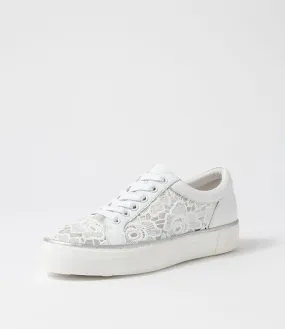 DJANGO & JULIETTE Florina White Lace Leather Sneakers