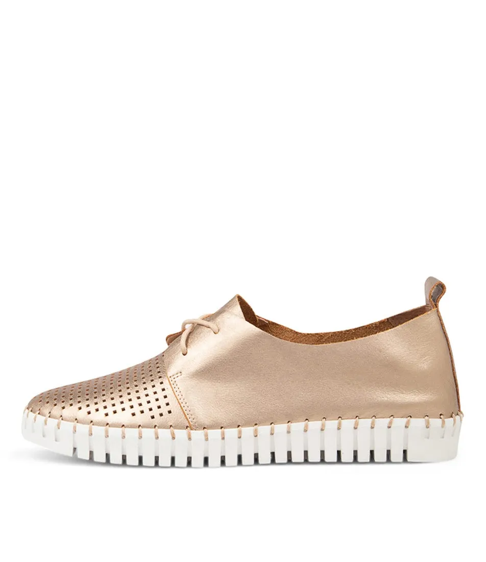 DJANGO & JULIETTE Huston Champagne Leather Sneakers Ws