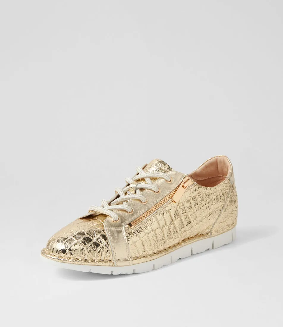 DJANGO & JULIETTE Jexi Pale Gold Croc Leather Sneakers