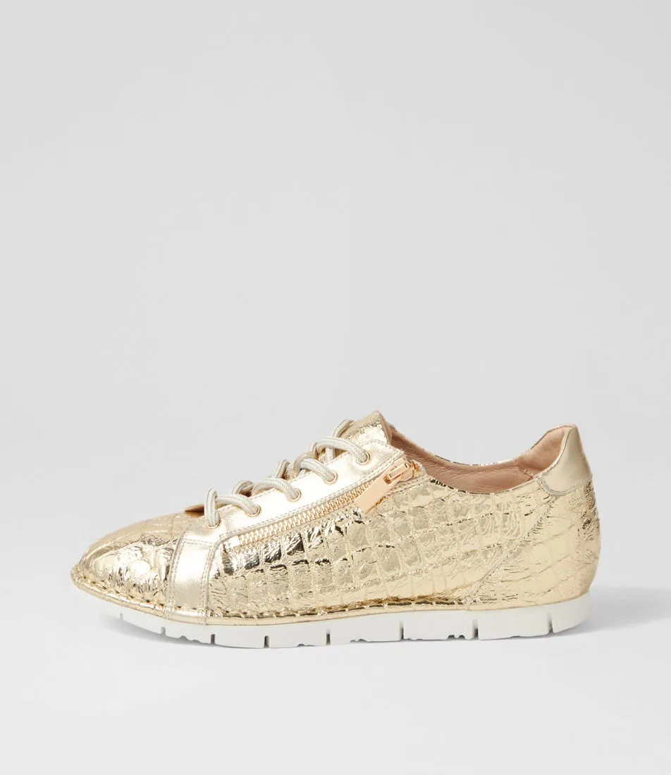 DJANGO & JULIETTE Jexi Pale Gold Croc Leather Sneakers