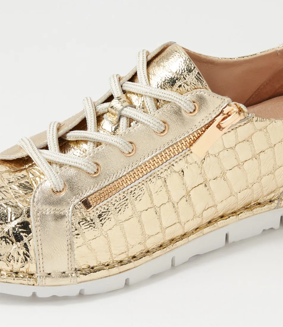 DJANGO & JULIETTE Jexi Pale Gold Croc Leather Sneakers