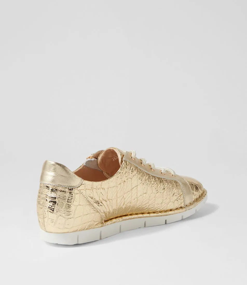 DJANGO & JULIETTE Jexi Pale Gold Croc Leather Sneakers