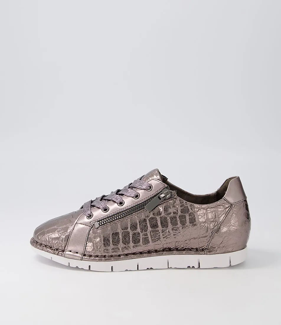 DJANGO & JULIETTE Jexi Pewter Croc Leather Sneakers