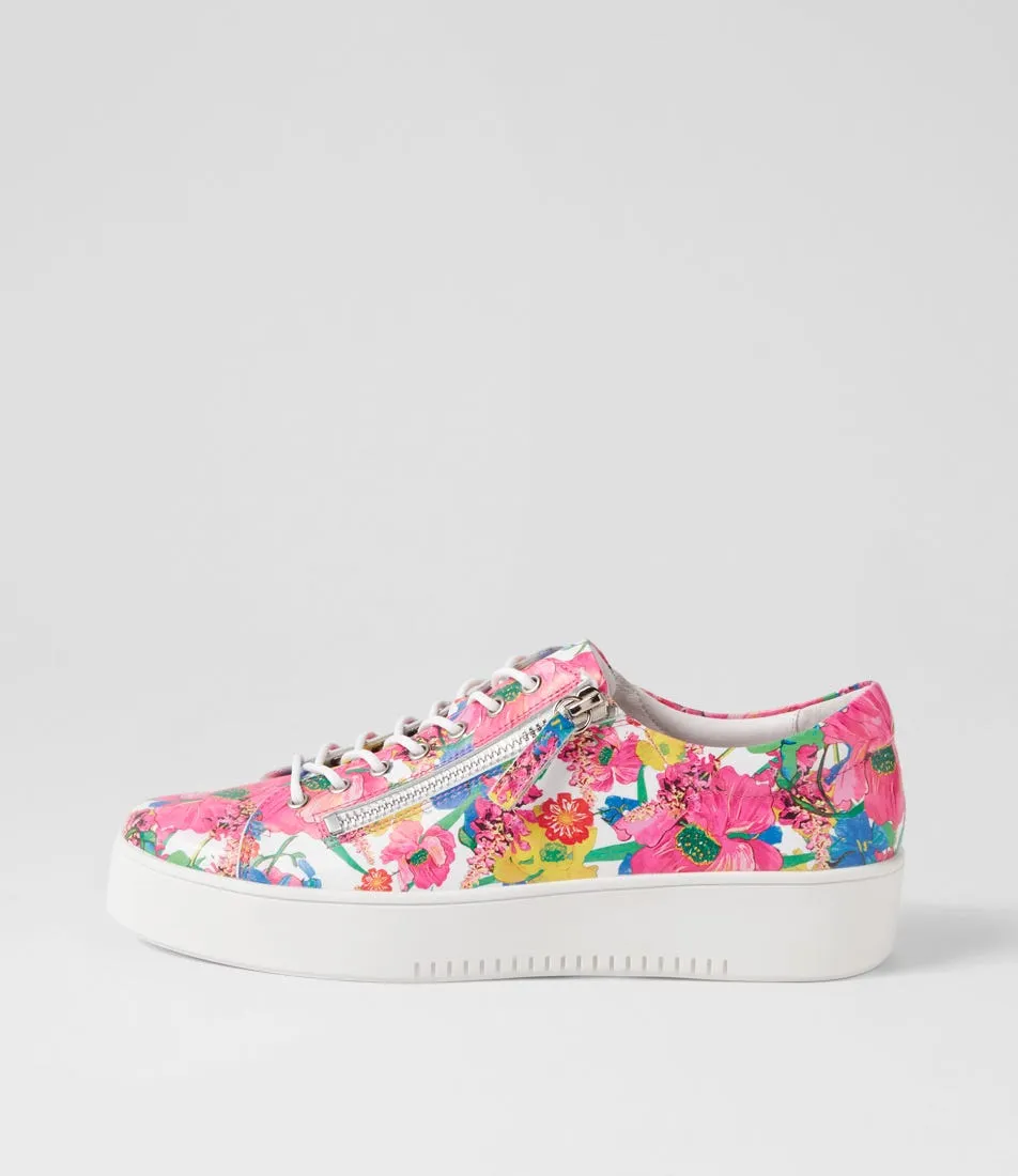 DJANGO & JULIETTE Laila White Flowermania Leather Sneakers