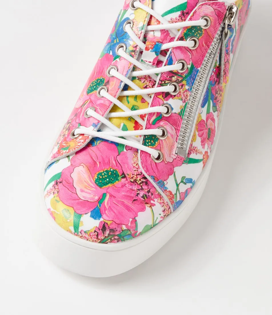 DJANGO & JULIETTE Laila White Flowermania Leather Sneakers