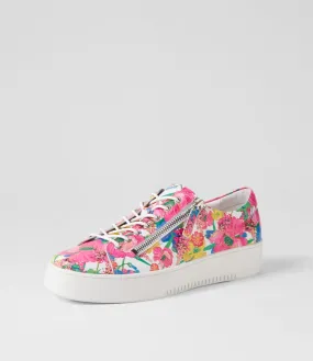 DJANGO & JULIETTE Laila White Flowermania Leather Sneakers