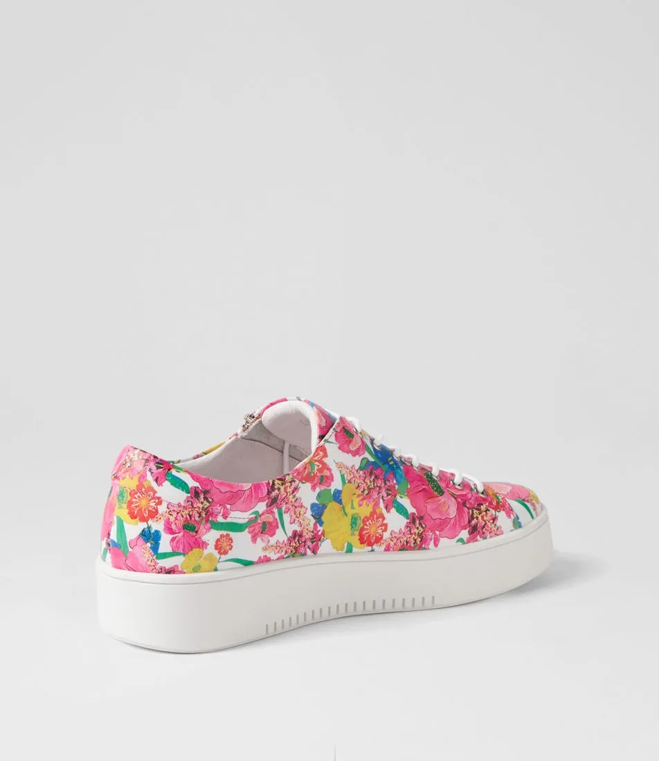 DJANGO & JULIETTE Laila White Flowermania Leather Sneakers