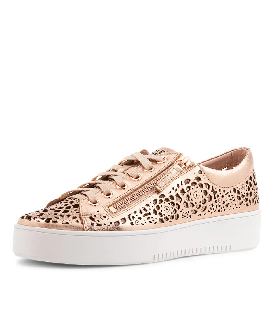 DJANGO & JULIETTE Leitha Pale Gold Leather Sneakers Ws