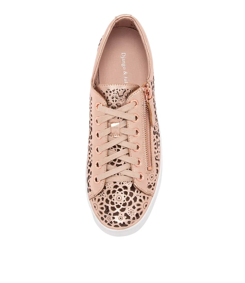 DJANGO & JULIETTE Leitha Pale Gold Leather Sneakers Ws