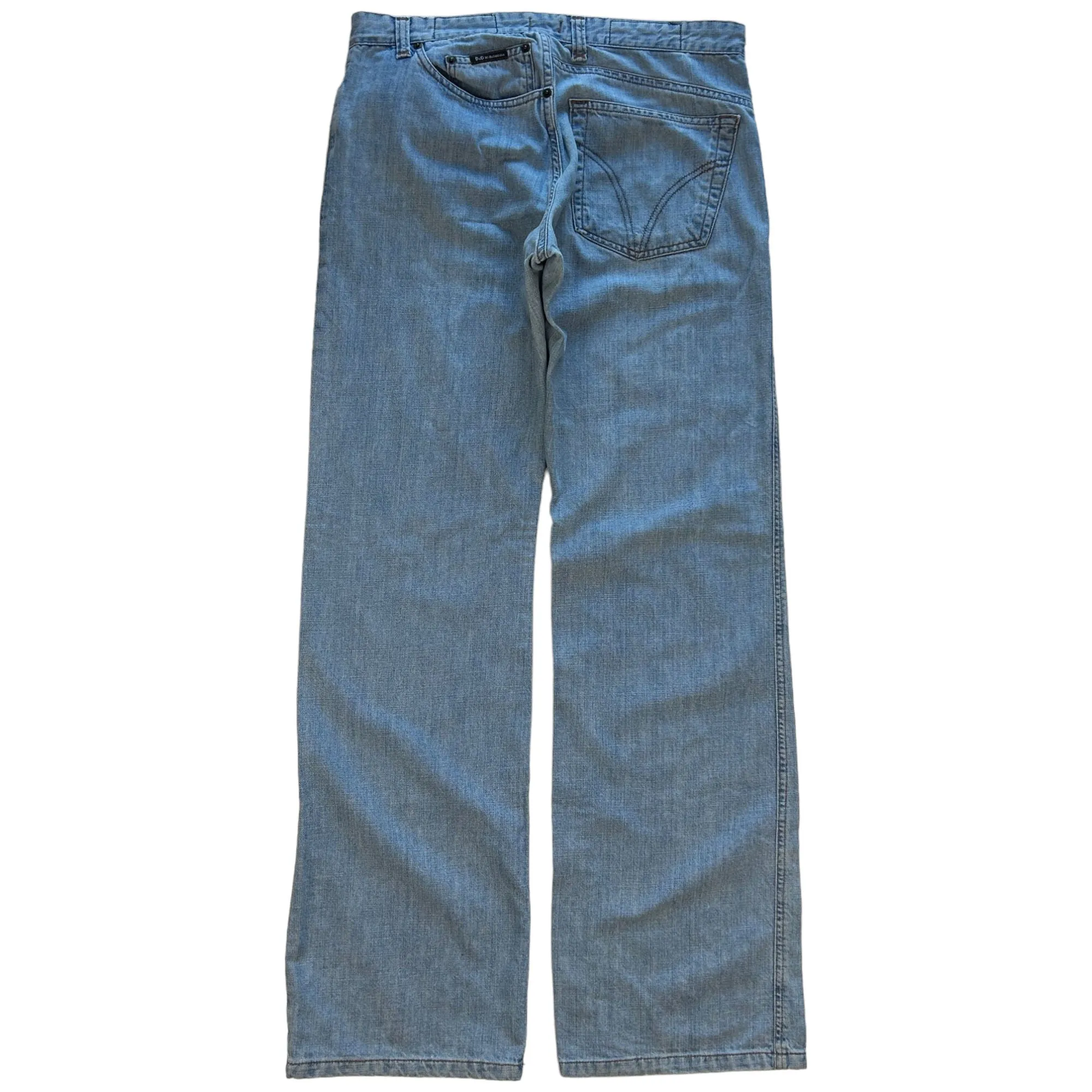 Dolce & Gabbana Jeans Blue Plain Trousers Cotton W32 Vintage 00s Designer | Second Wave Vintage